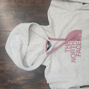 NORTH FACE half-dome hoodie women's M gray+mauve pullover sweatshirt